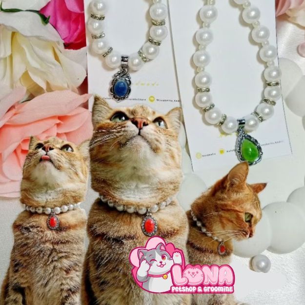 Kalung Mutiara Pendant (Warna Pendant Random) Kalung Kucing Kalung Anjing