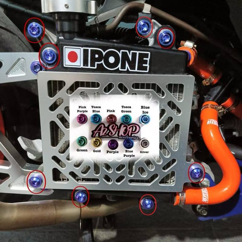 1Set Baut Radiator Nmax Aerox Lexy Titanium(isi8) / Baut Set Radiator Titanium Nmax Aerox Lexy Titan