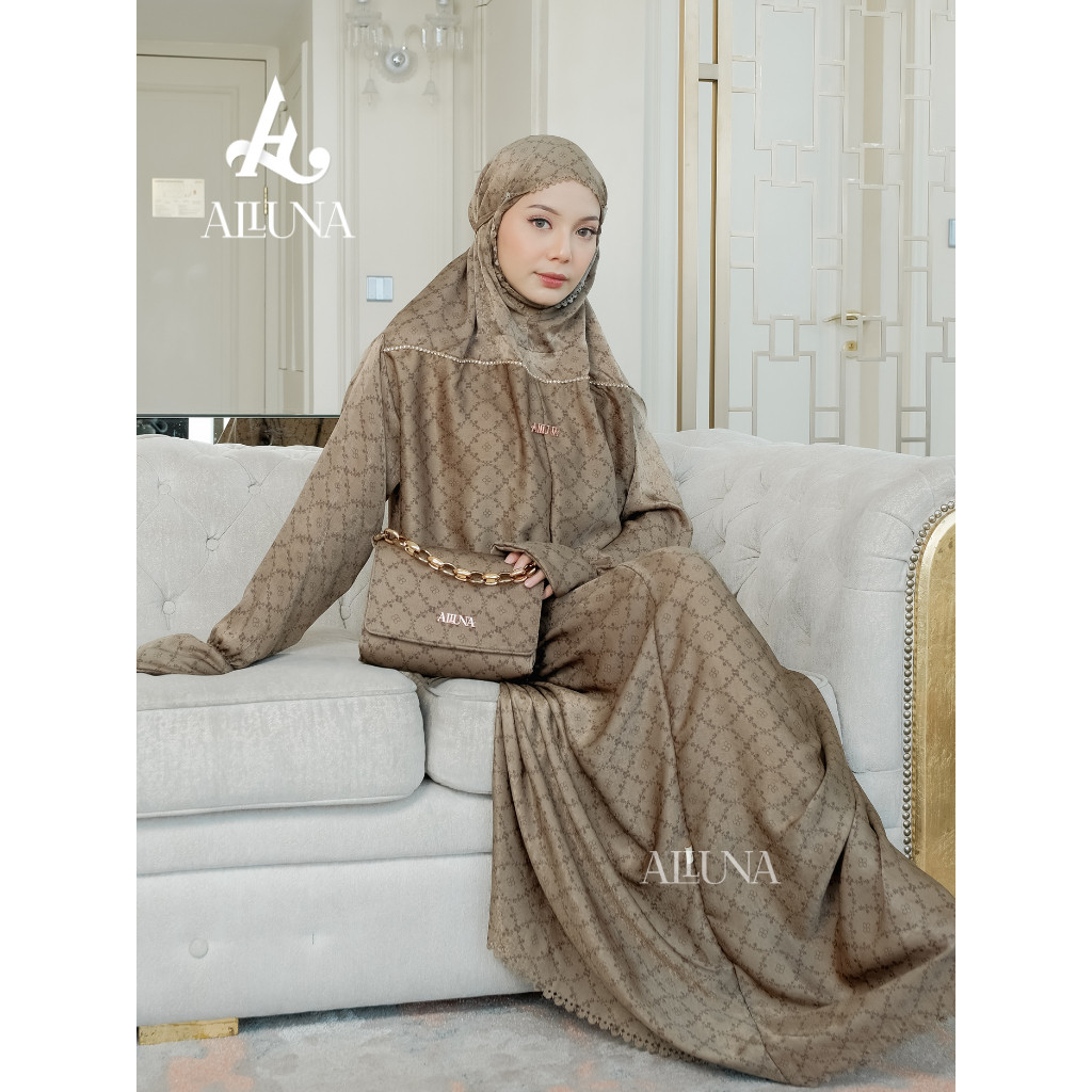 GRATIS ONGKIR ALLUNA - Mukena Dewasa Terusan Santorini Silk Kayza Series Traveling