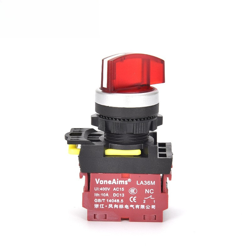22mm LA36M Rotary Switch with LED Light 12V 24V 220V Knob Selector 2 position 3 Position Start Stop 
