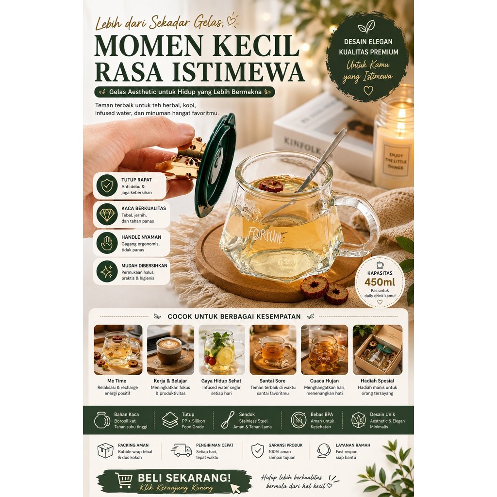 MUG KACA  MAHKOTA 400 ML PREMINUM + BOX/GELAS KACA MUG MAHKOTA CROWN SOUVENIR AESTHETIC MURAH