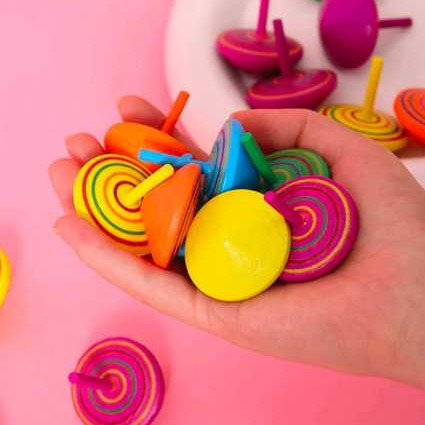 Mainan Gasing Pelangi Mini Warna Warni Kayu Putar Anak Edukasi Traditional Spinning