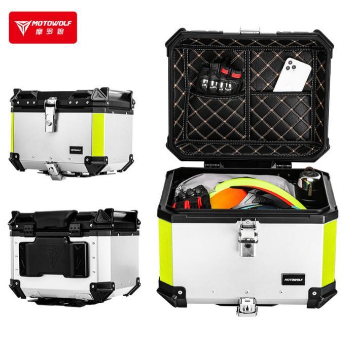 Motowolf Top Box Accessories Motor Touring Box Pannier Motor Alumunium Alloy - Black, 35L