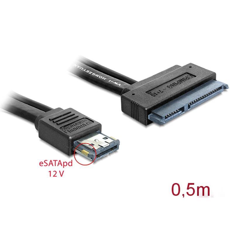 USB eSATA eSATAp Dual Power 12V 12V 5V Cable eSATAp to SATA 7 + 15 22Pin Data 2.5 "SSD HDD 0.5M Hard