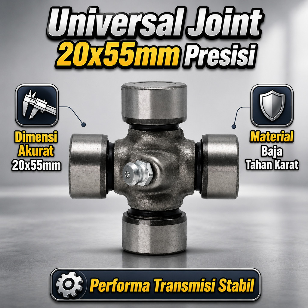 Universal Joint Cross Bearing 20x55mm - Komponen Sambungan As Kopel Mesin Industri Berkualitas