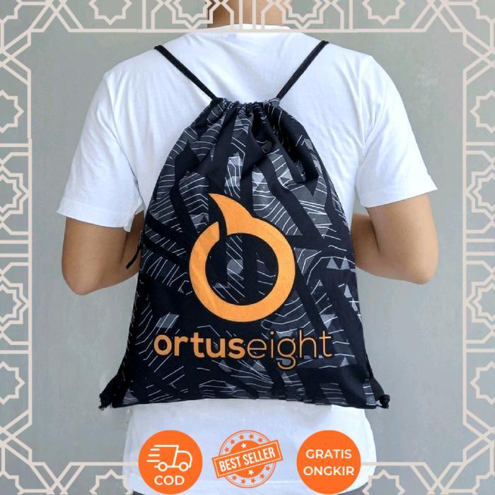 Tas Serut Olahraga Pria & Wanita Ortus Motif Woodie Grey Black - -, -