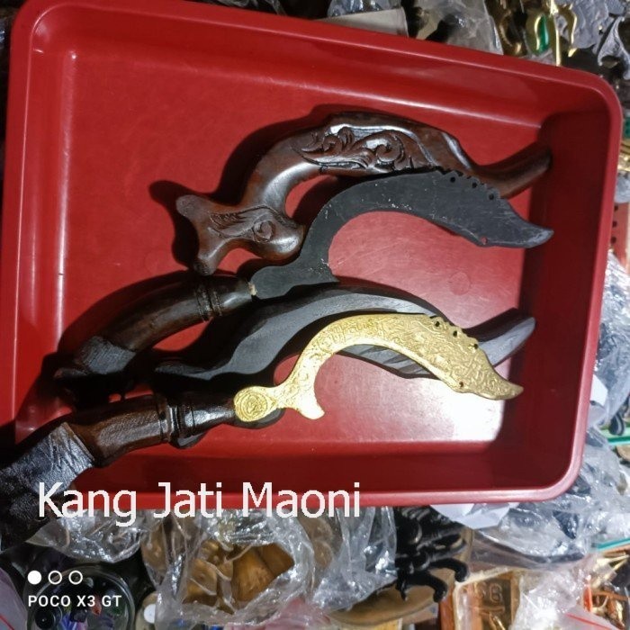 pusaka kujang bilah kuningan dan hitam KJM 1122 Asli Paling Mewah GF544