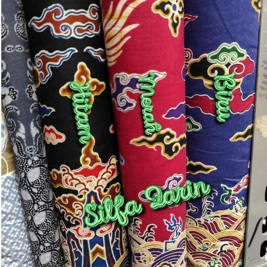 kain bahan batik mega mendung naga / bahan katun batik naga mega mendung