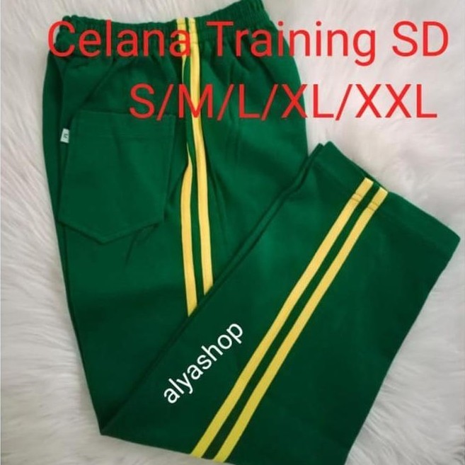 Celana Training Sd Hijau List Kuning