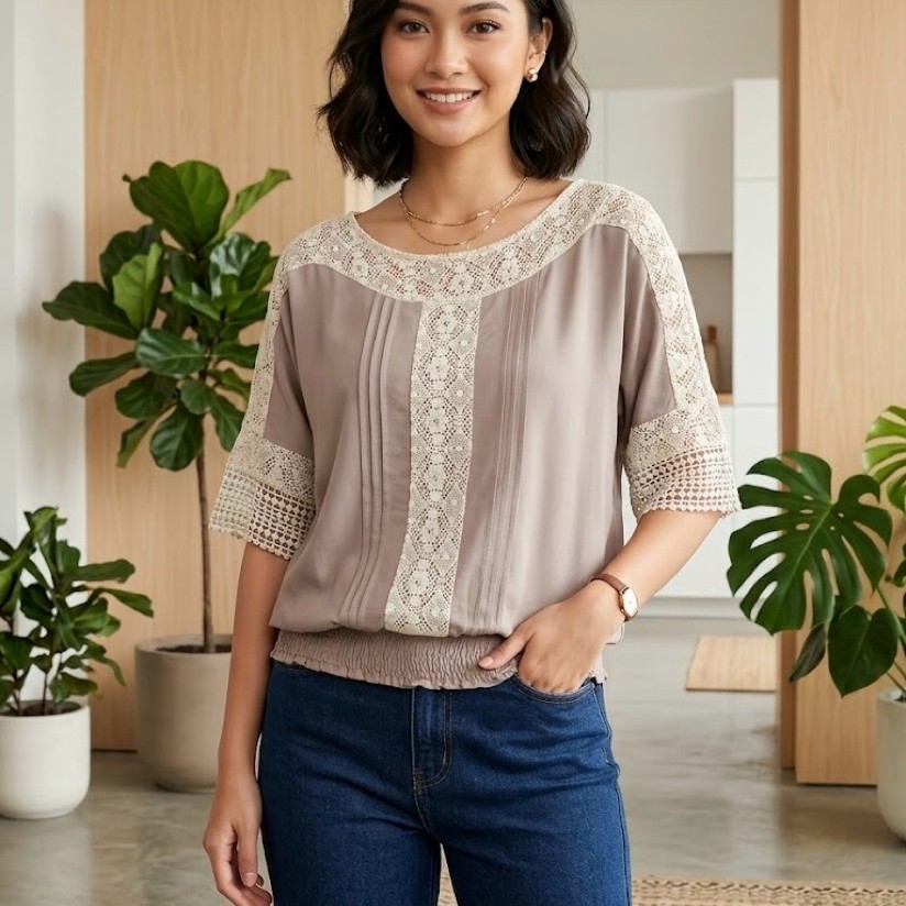 PRELOVED Atasan Blouse Wanita Coklat Cavalier