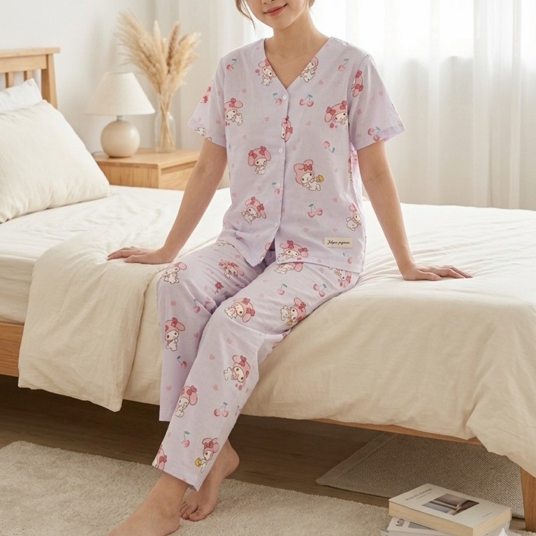 JOLYNN PAJAMAS - My Melody Piyama Baju Tidur Wanita Celana Panjang Bahan Katun Soft M L