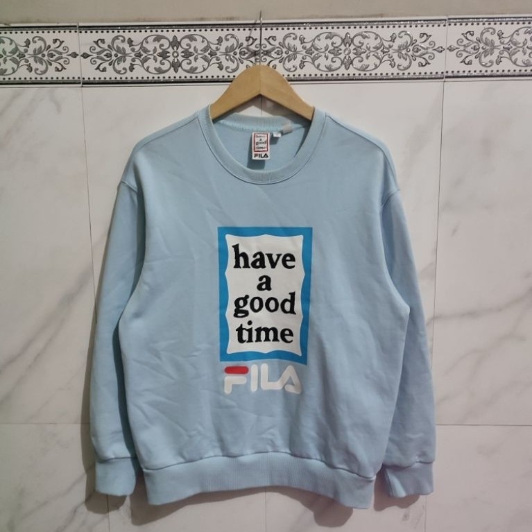 Crewneck Sweater Have A Good Time (HAGT) X Fila Baby Blue