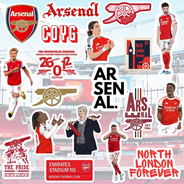 Arsenal Football Club Vinyl Sticker Pack – Stiker Arsenal FC COYG North London Forever Waterproof St