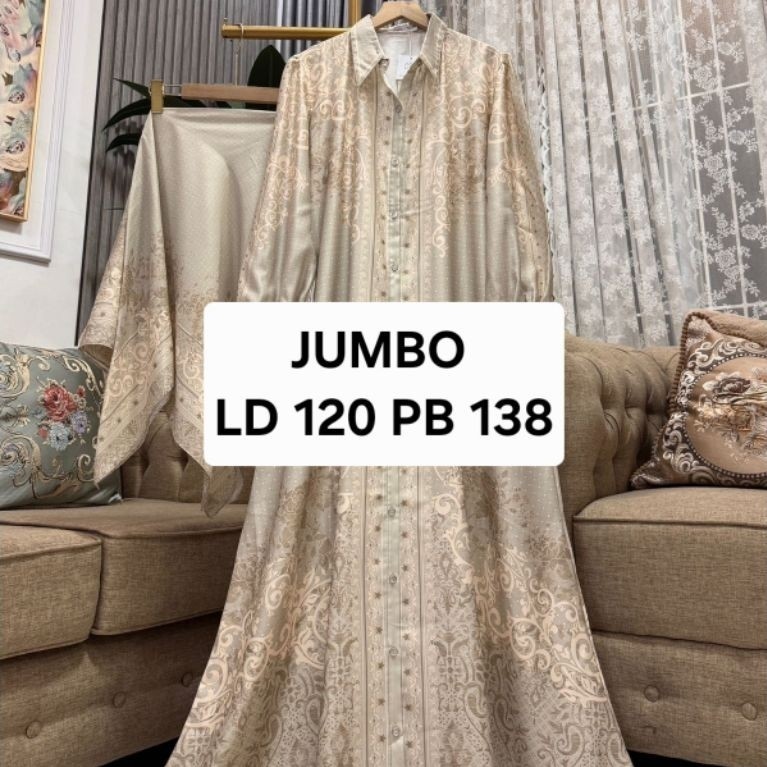 STELAN GAMIS HIJAB KATUN SILK PRENIUM  MOTIF PRENIUM KUSUS JUMBO ( GAMIS + HIJAB)