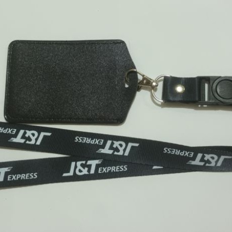 1 set Tali Id Card J&t Express + kesing kulit imitasi hitam
