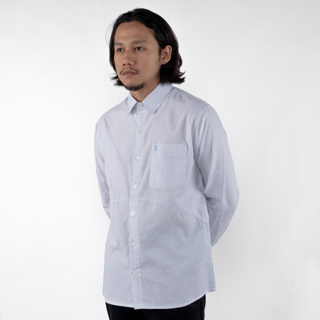KEMEJA PRIA KATUN CASUAL MOTIF STRIPE LENGAN PANJANG ORIGINAL MATERNAL DISASTER | STRITEZ