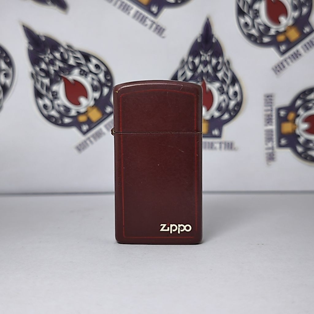ZIPPO SLIM BURGUNDY TAHUN 1989