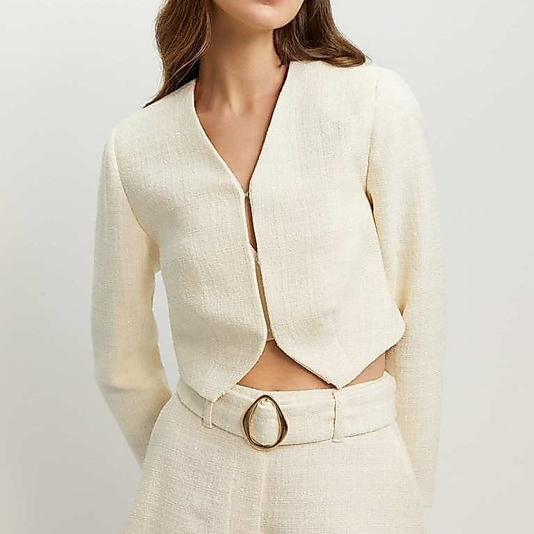 Pomelo. Tweed Blazer - Ivory