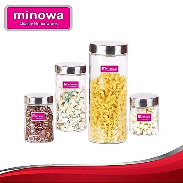 Minowa Toples Kaca Polos Storage Jar | Toples Kue | Toples Serbaguna 700,1000,1500ML