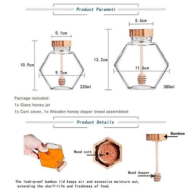 Leone- Kemasan Botol Kaca Madu Hexagonal | Hexagonal Honey Glass Jar