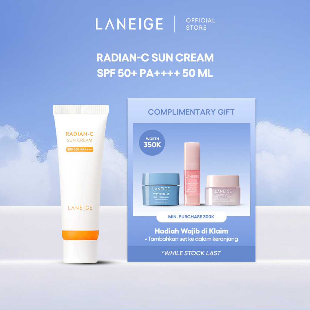 LANEIGE Radian-C Sun Cream SPF50 - Brightening Sunscreen, UV Protection Cream, Kulit Cerah Natural