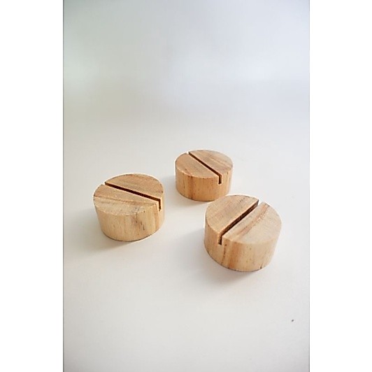 Tatakan Stand Holder Kayu Akrilik Foto Nomer Meja Food Tag Bulat