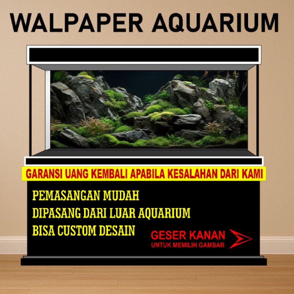 sticker aquarium wallpaper background aquarium 3d belakang hiasan aquarium aquaspace