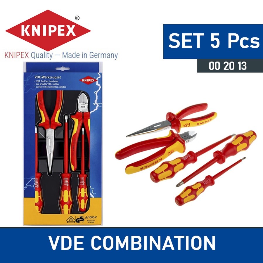 KNIPEX 00 20 13 Tang Obeng Listrik Set Tool Set VDE 5 Piece
