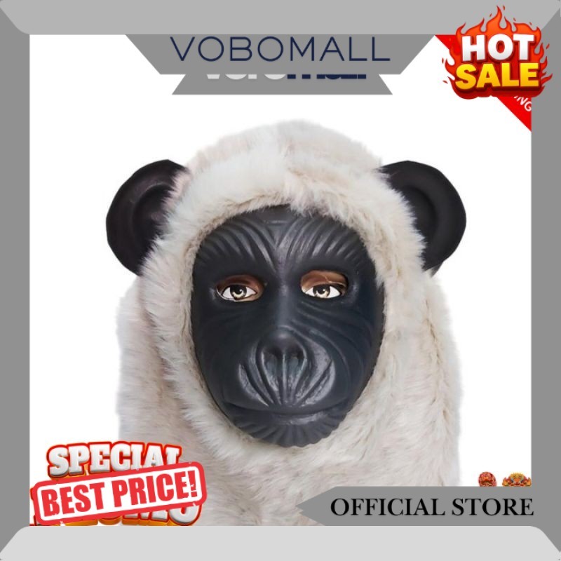 Top Sale️ Topeng monyet warna hitam putih / Topeng monyet karnaval / Topeng monyet karet berbulu / T