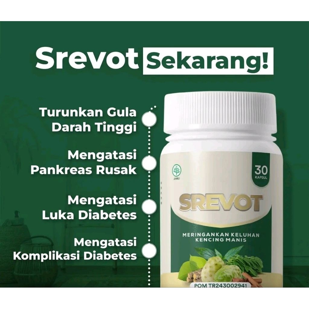(BIG SALE) Best Seller|Srevot Obat Herbal Diabetes Sakit Pankreas Kapsul Impoten Original Asli BPOM