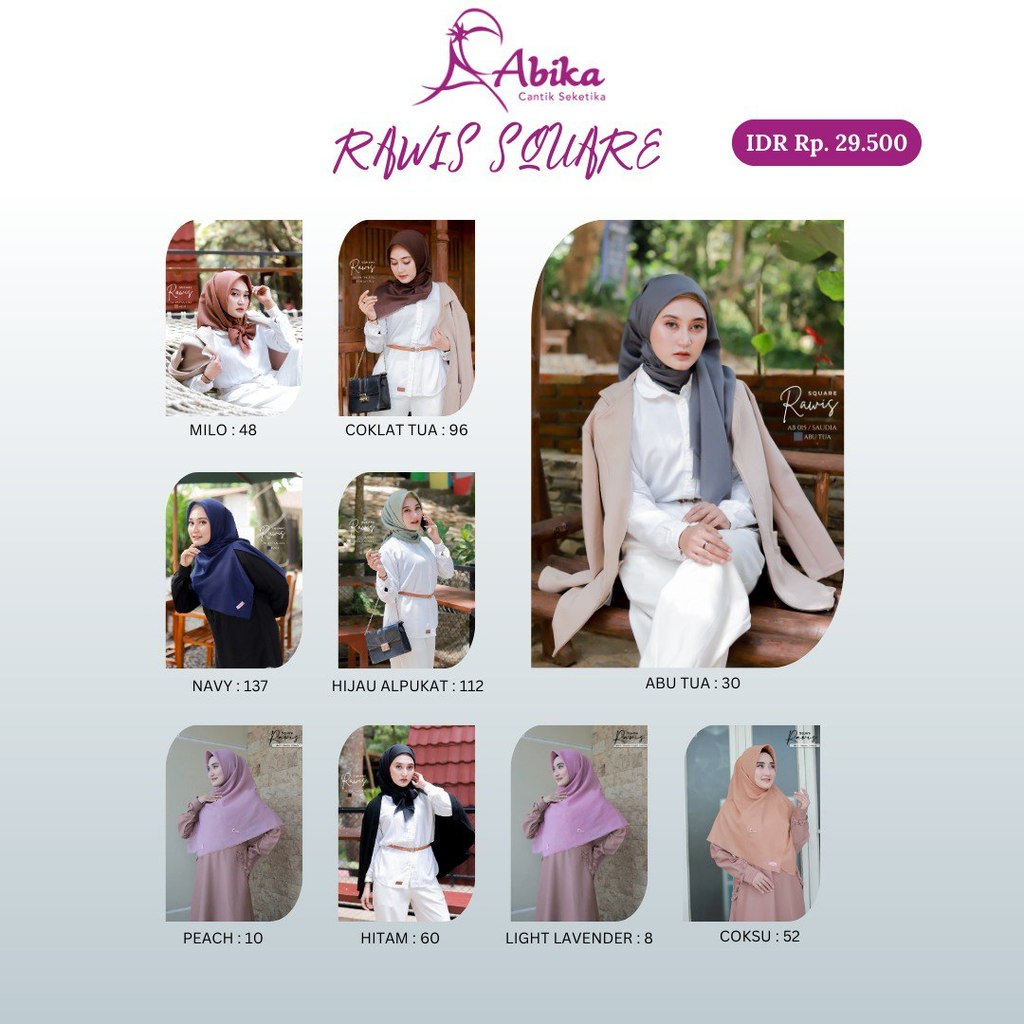 [SALE] ABIKA RAWIS SQUARE HIJAB SEGI EMPAT PROMO TERBARU BY ABIKA HIJAB