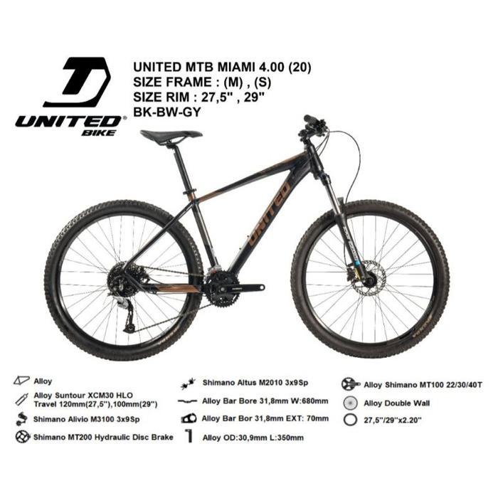 AMT Sepeda Gunung 27.5 inch MTB UNITED MIAMI 4.00 ALLOY 27speed Hidrolik -BanyakBonusnya-