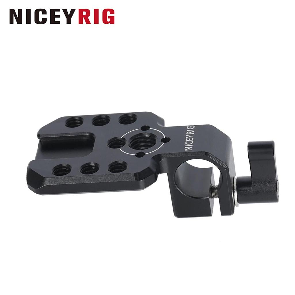 NICEYRIG 15mm Single Rod Clamp with Cold Shoe Extension Plate for Wireless Transmitter/Reciever, Mon