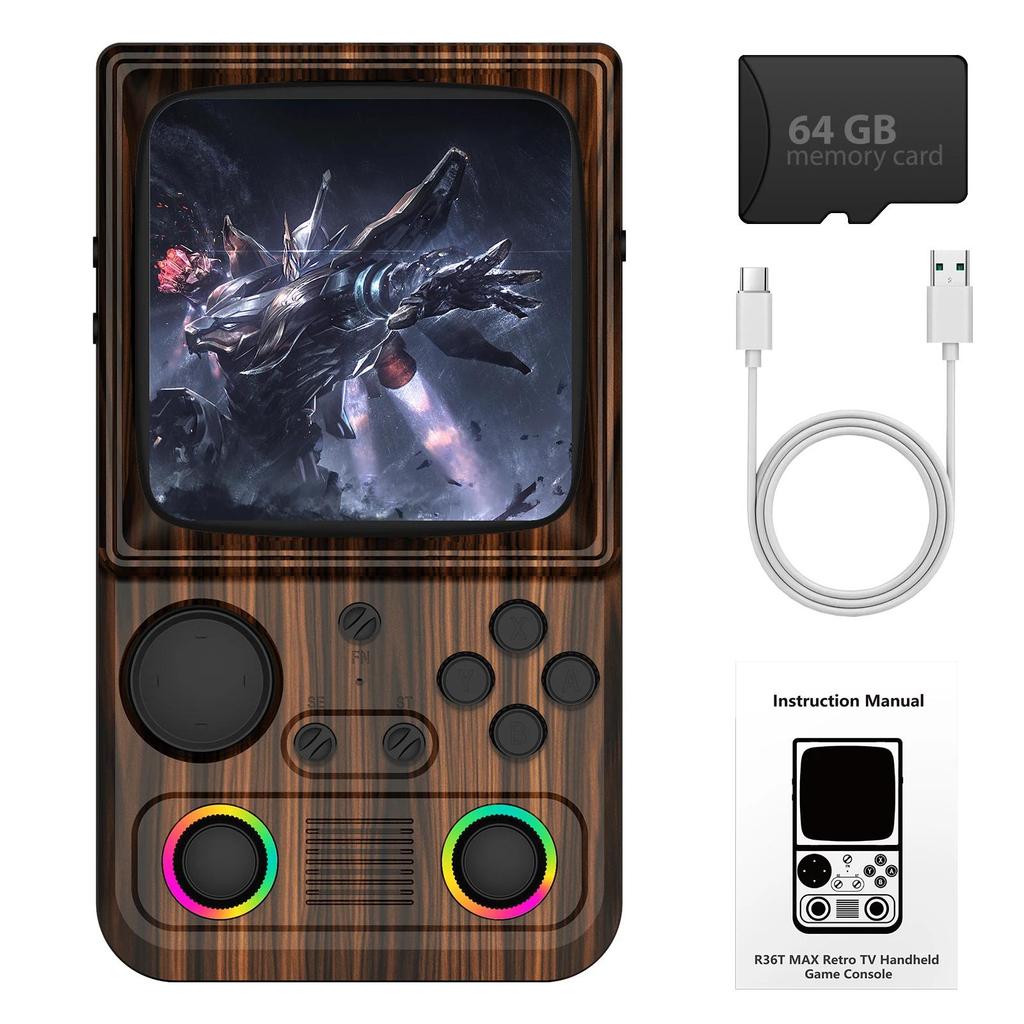R36T MAX Retro Handheld Game Console 4.0 Inch IPS Screen 720*720 EmuELEC System Built-in 22000+ Game