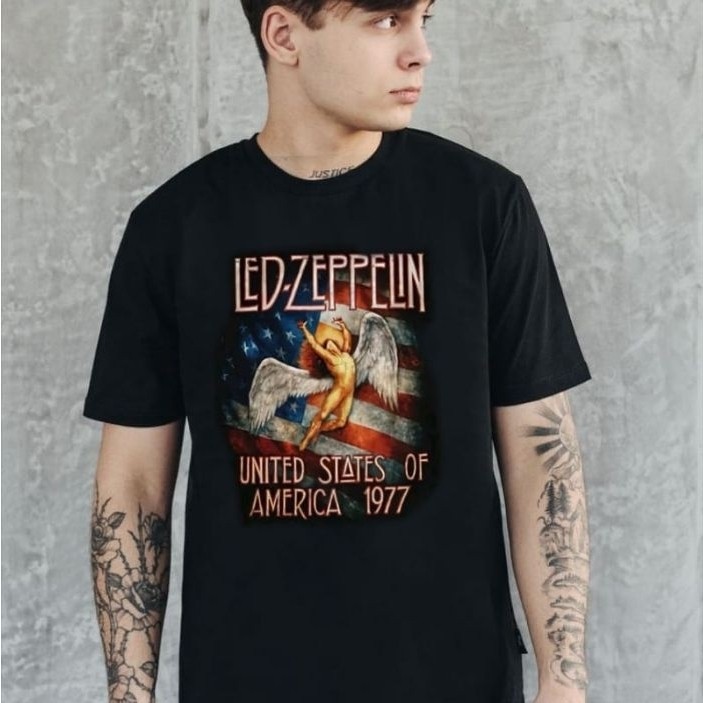 kaos band led zeppelin biru,led zeppelin kuning,led zeppelin usa