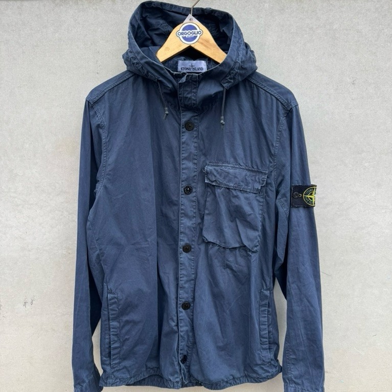 stone island overshirt hoodie navy (size L) used / bekas Originals Certilogo