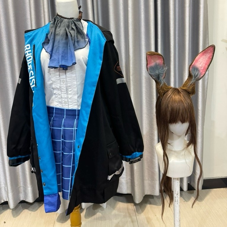 kostum amiya arknight taobao second fullset wig dan telinga