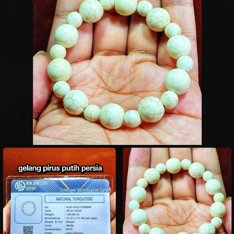 natural gelang pirus putih ceplok kuro persia