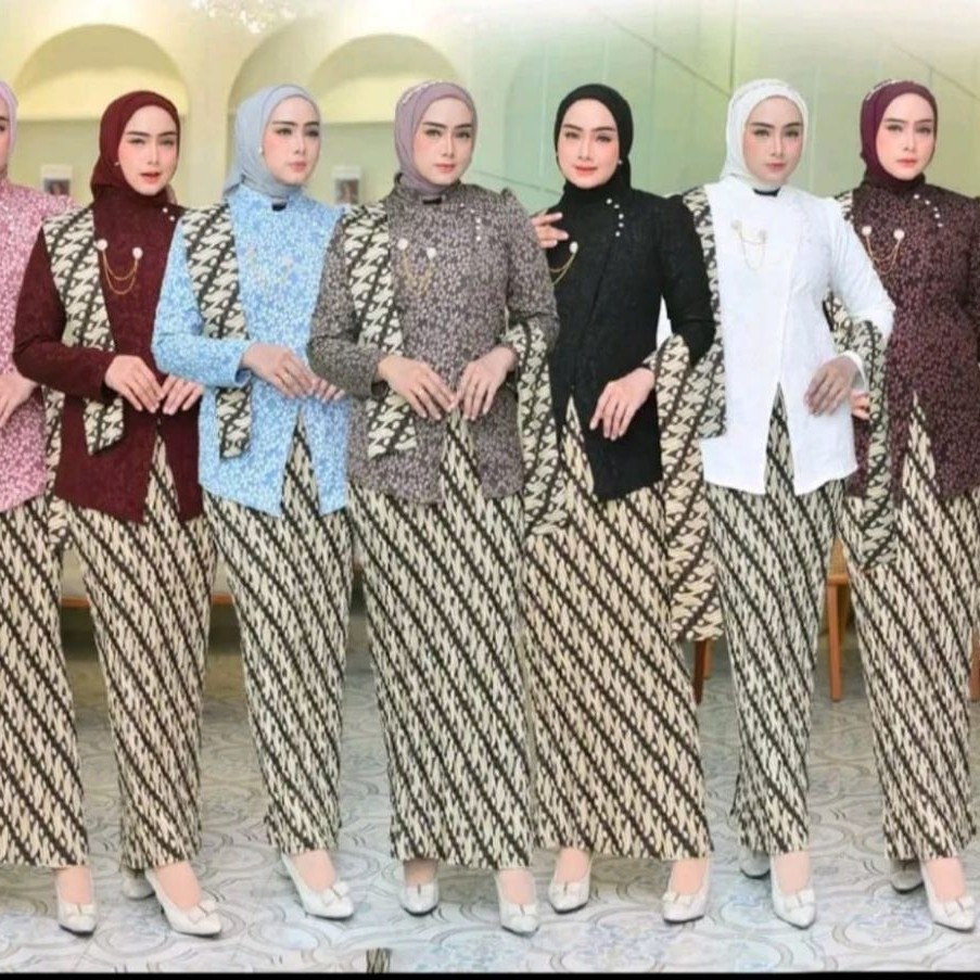 Setelan Kebaya Janggan Seris Jaguard Jumbo Ld 130 Free Bross ( Baju+Rok slendang ) / kebaya Wisud / 