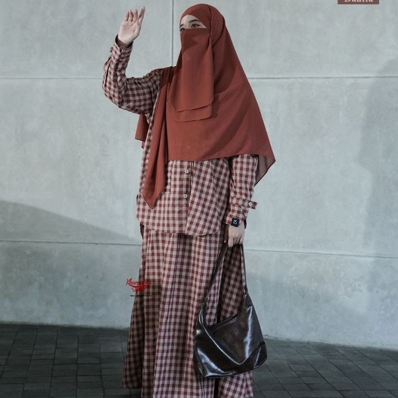 TUNIK ROK SYAR'I SQUARE BY KHUMAIRA SYAR'I | TUNIK ROK CASUAL | TUNIK MOTIF KOTAK | TUNIK DAILY