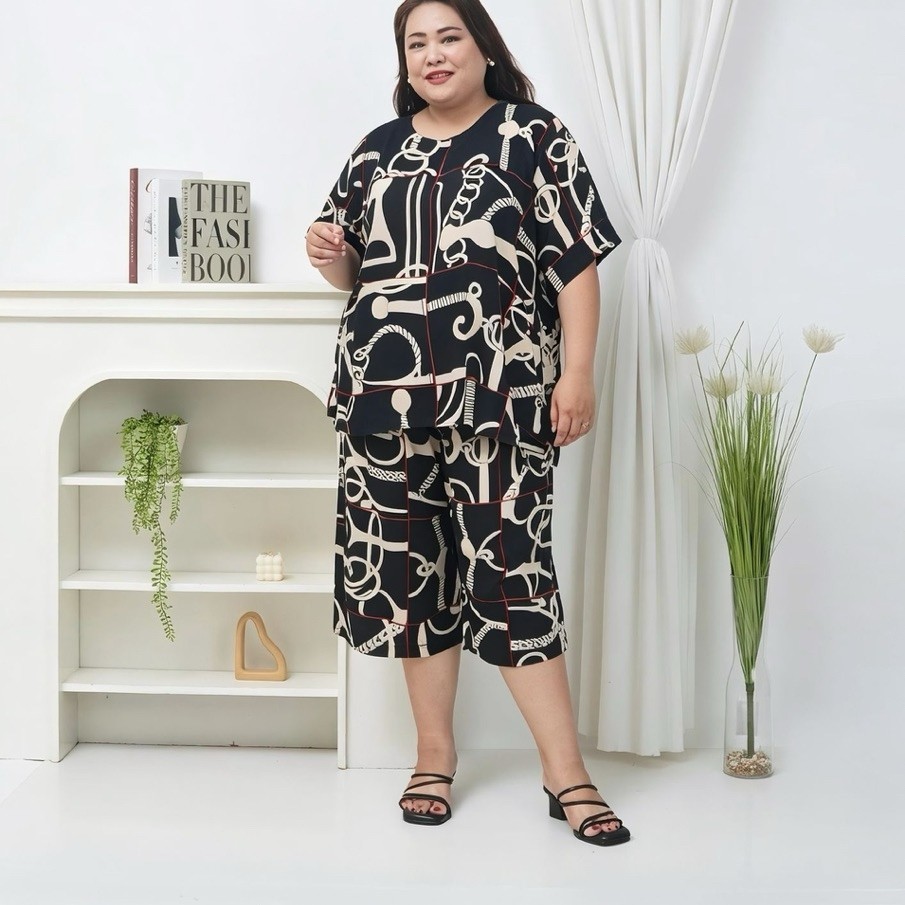 SETELAN RAYON SUPER JUMBO LD 150CM ATASAN OBLONG CELANA KULOT 7/8
