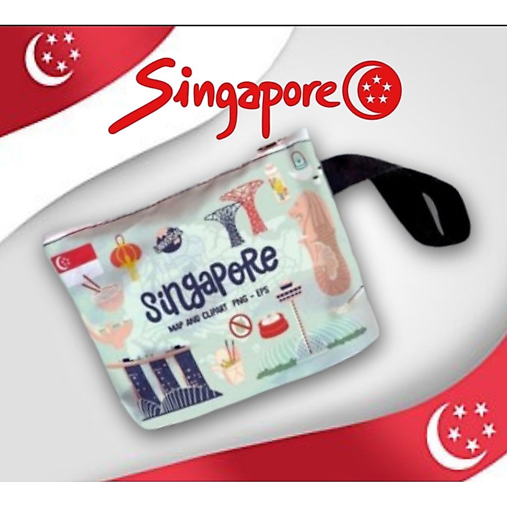Dompet koin - pouch motip singapore - souvenir - oleh²singapura -dompet kosmetik