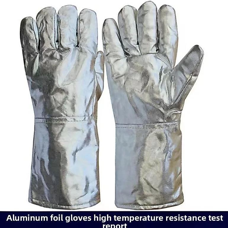 Five-Finger Aluminum Foil High Temperature Gloves Flame Retardant Heat Insulation Gloves For Industr