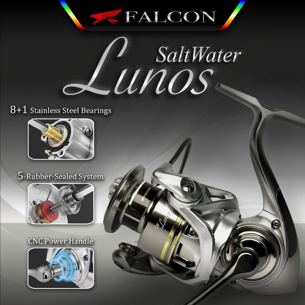 Reel Pancing Falcon Lunos SW Saltwater 8+1 Sealed Stainless  Bearing - CNC Power Handle