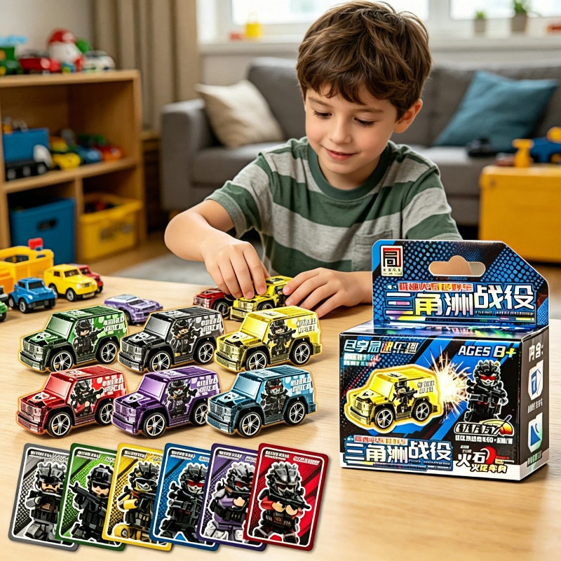 Anak laki-laki DIY Mini Cool Olahraga Sepeda motor Jeep Seri Inersi Firestone Motor Trek Model Keret