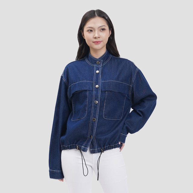 Nevada Stand Collar Denim Jaket Wanita 124081664