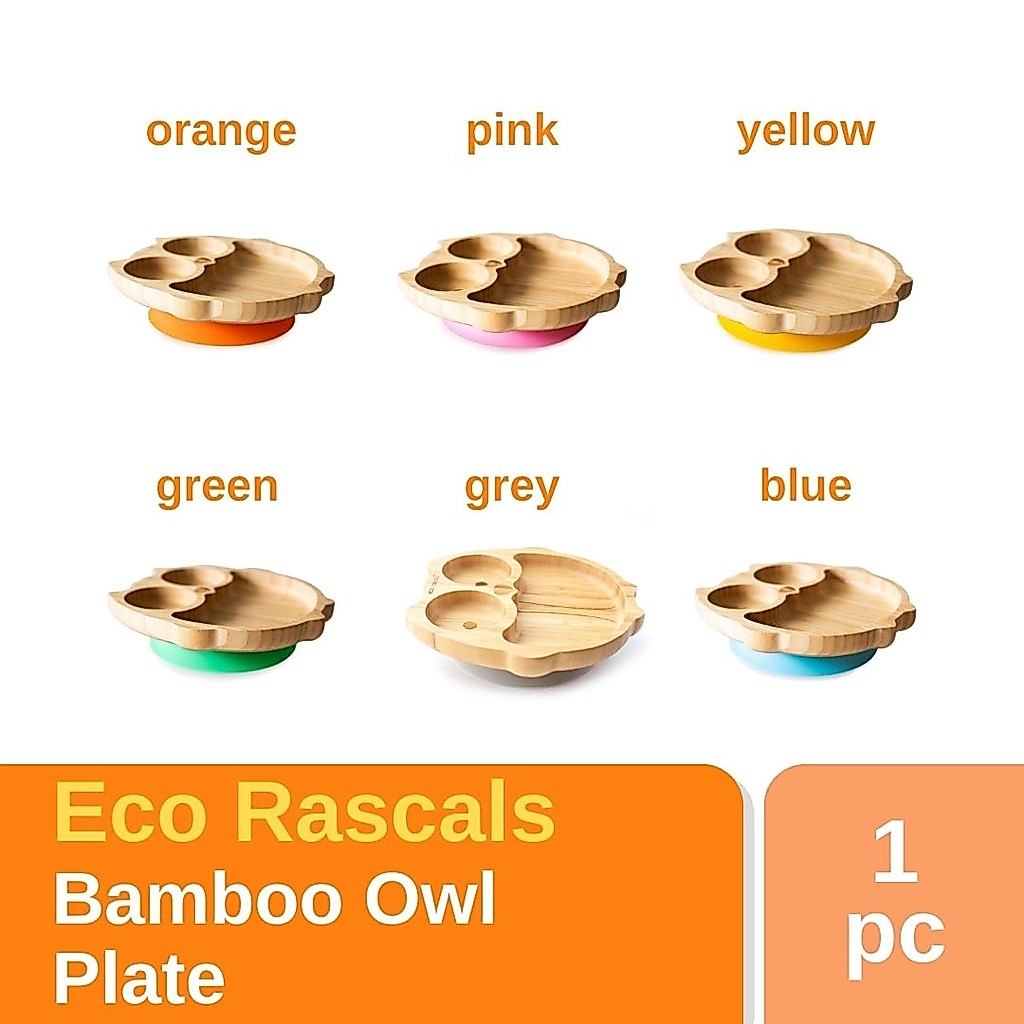 Eco Rascals Bamboo Owl Plate With Suction