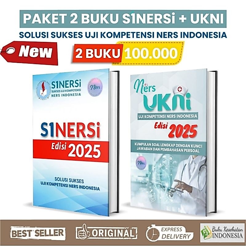 PAKET 2 BUKU UJI KOMPETENSI INDONESIA 2025 SINERSI + UKNI TERBARU 2025 pelengkap NANDA NIC NOC ASKEP