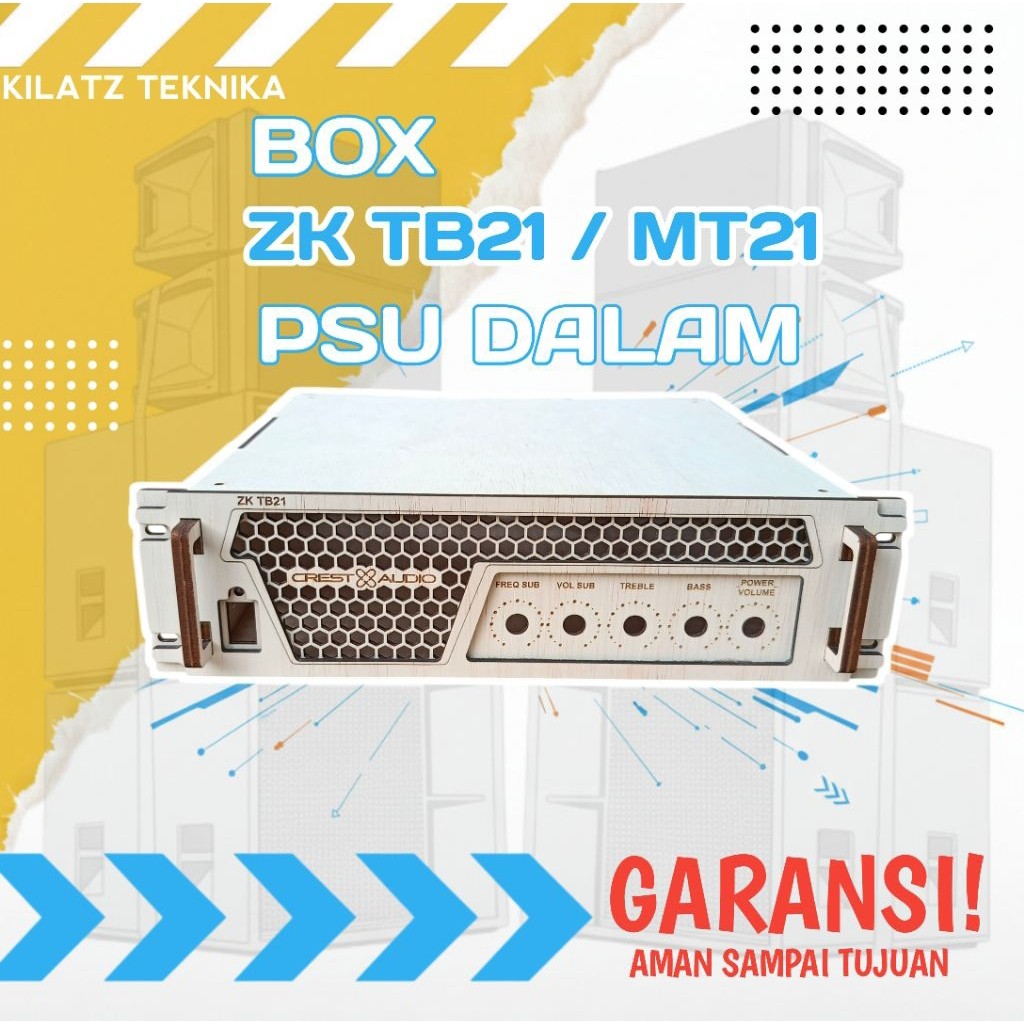 23cm Box Power Ampli Zk Tb21 Psu Dalam model Built Up Crest Audio-Miniatur Sound System Bahan Triple