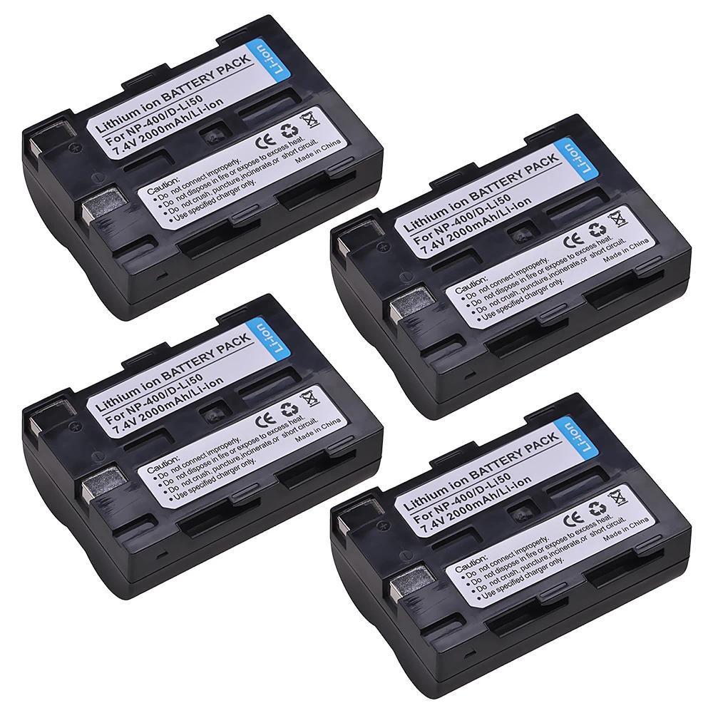 Batmax 2000mAh D-Li50 NP-400 NP 400 Battery For Konica Minolta DiMAGE A1 A2, Pentax K10D K20D, Dynax